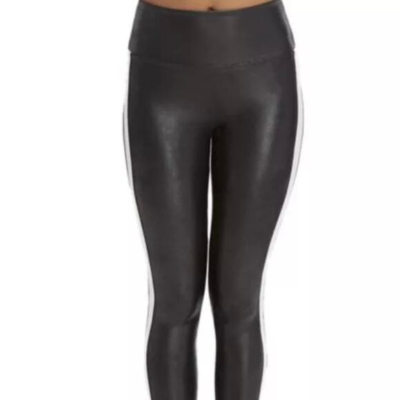 SPANX Faux Leather Leggings With Side Stripe In Very Black Women’s Size Small - Picture 4 of 14